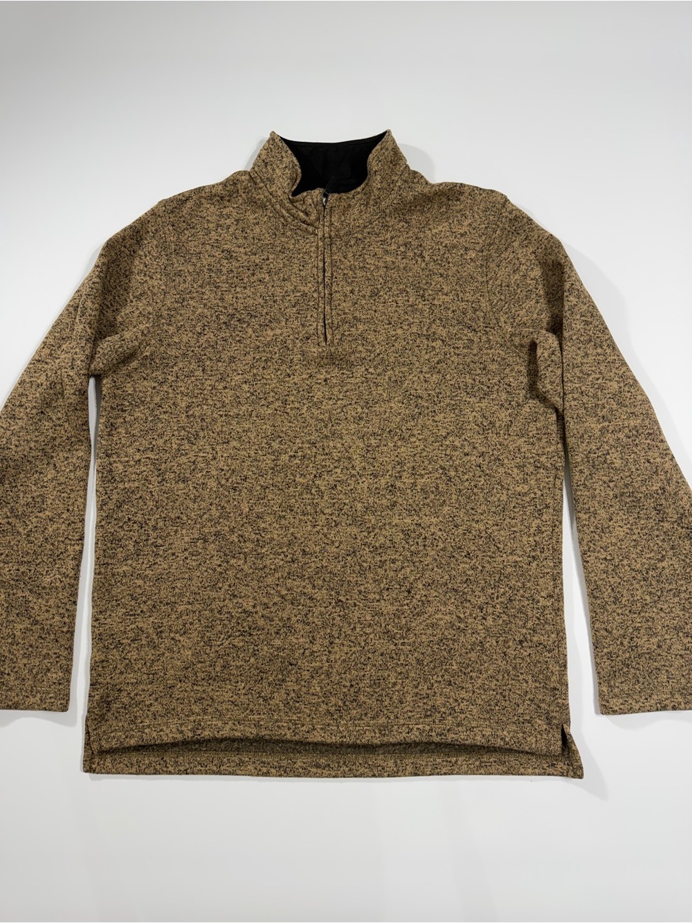 Wrangler Authentics Brown Marled Fleece Quarter Zip Pullover Medium